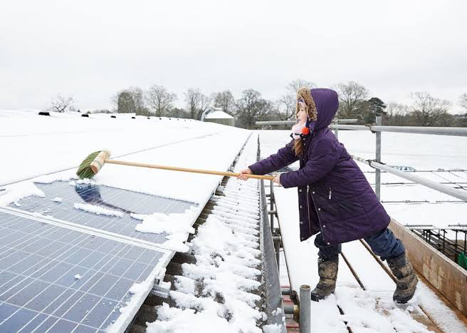 Snowy weather impact on solar panels
